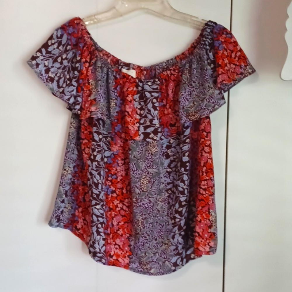 Maeve, XS , multi colored, off the shoulder top.